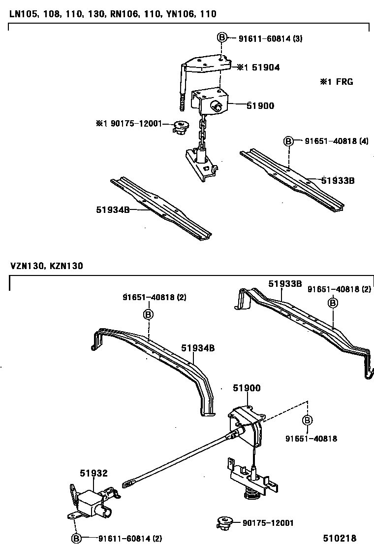 Toyota HILUX Spare tire rack EPC diagram — 510218