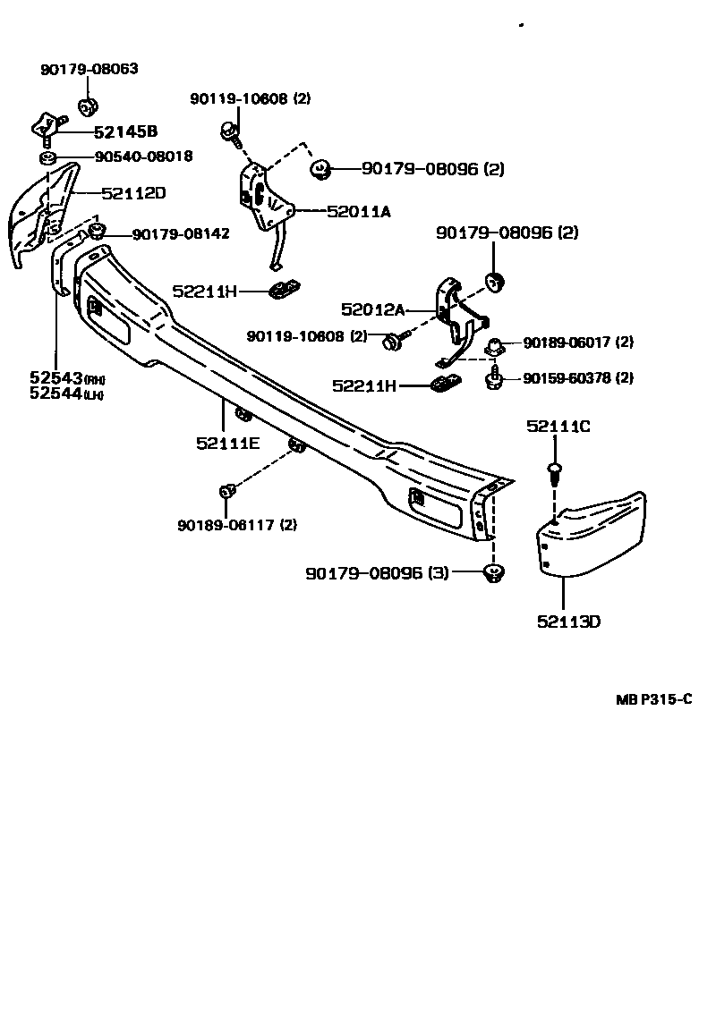Toyota HILUX 前保险杠及附件 EPC diagram — MBP315C
