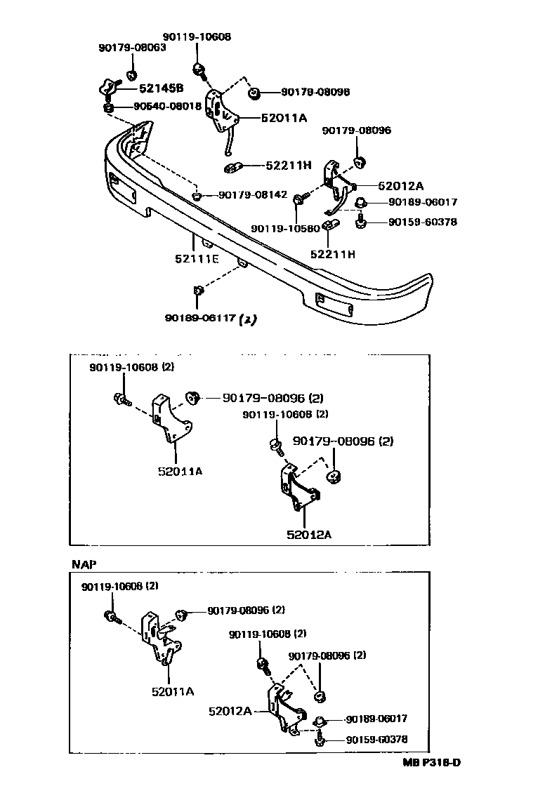 Toyota HILUX 前保险杠及附件 EPC diagram — MBP318D