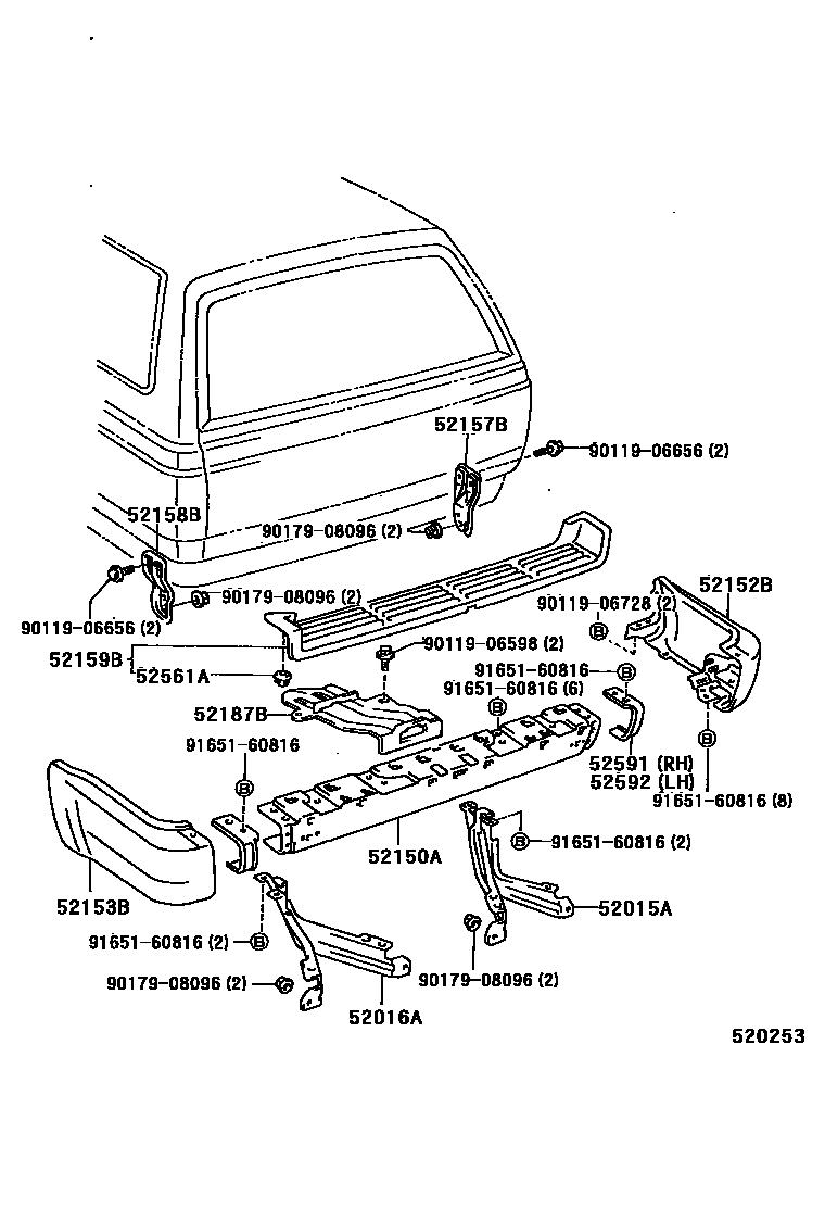 Toyota HILUX 后保险杠及附件 EPC diagram — 520253