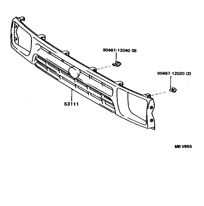 Toyota HILUX radiator grille EPC diagram — MBV855