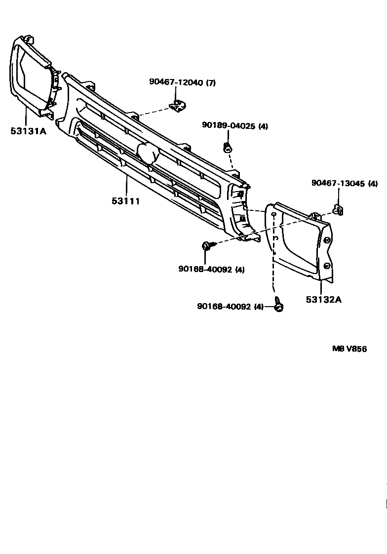 Toyota HILUX radiator grille EPC diagram — MBV856