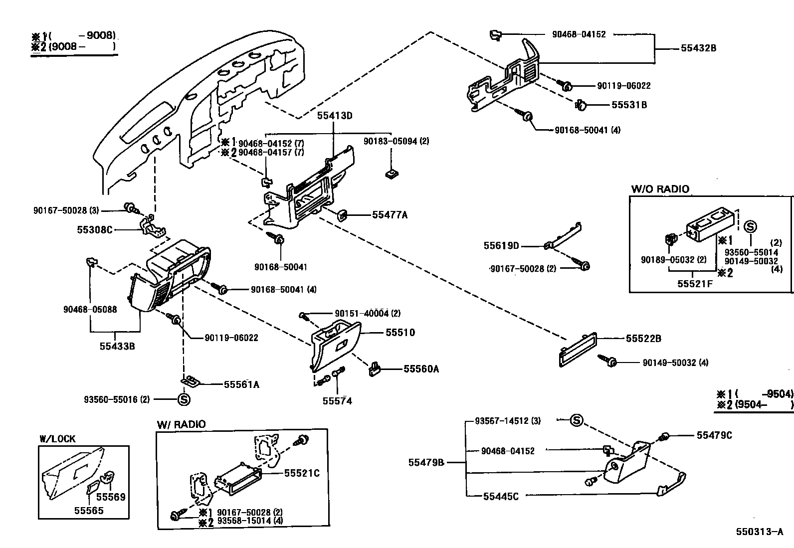 Toyota HILUX 仪表板和手套箱 EPC diagram — 550313A