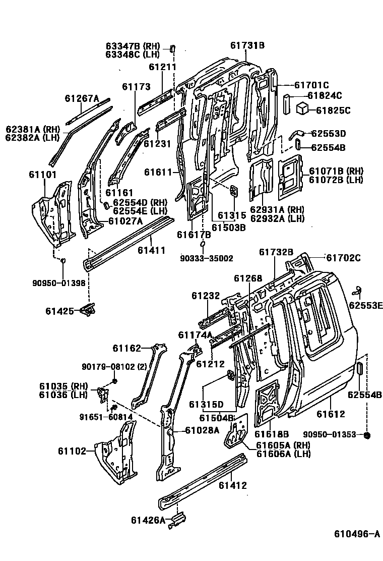 Toyota HILUX 侧梁 EPC diagram — 610496A