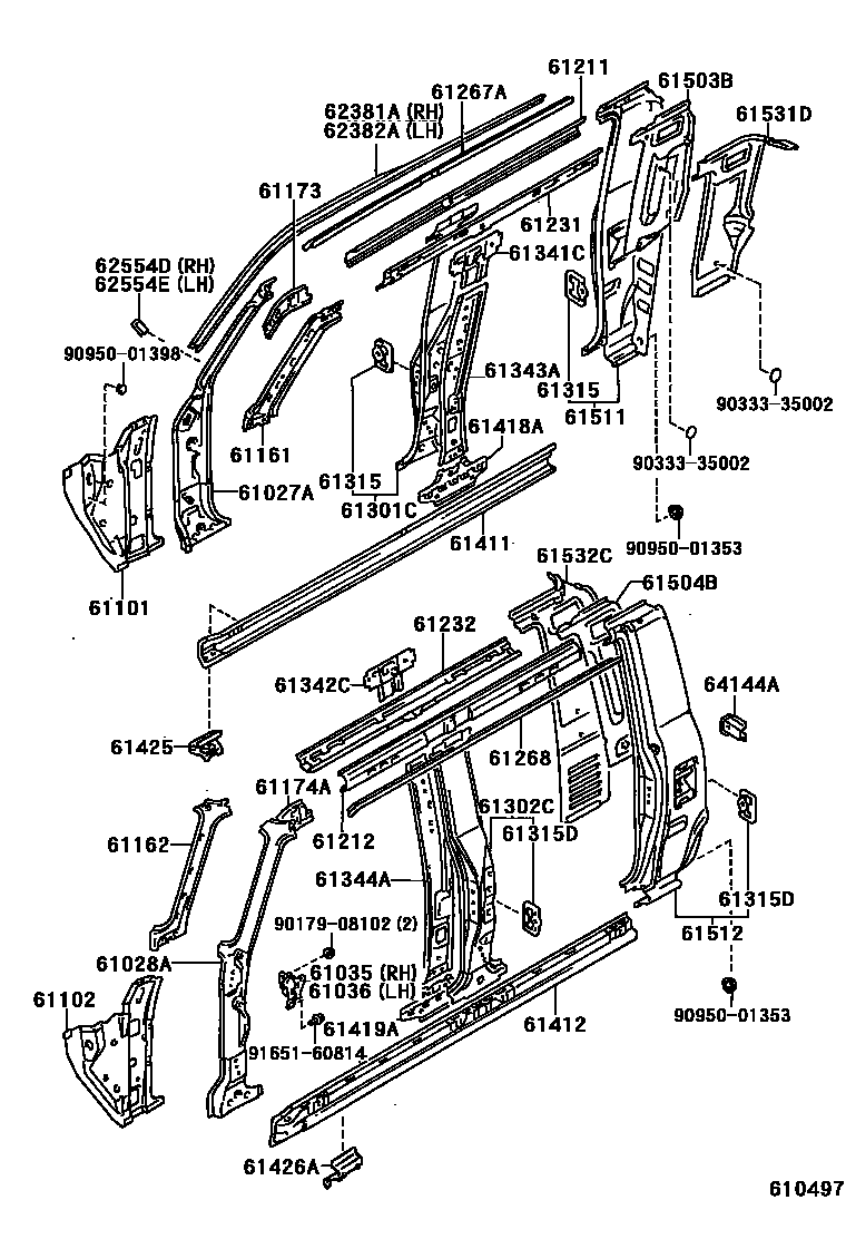Toyota HILUX 侧梁 EPC diagram — 610497