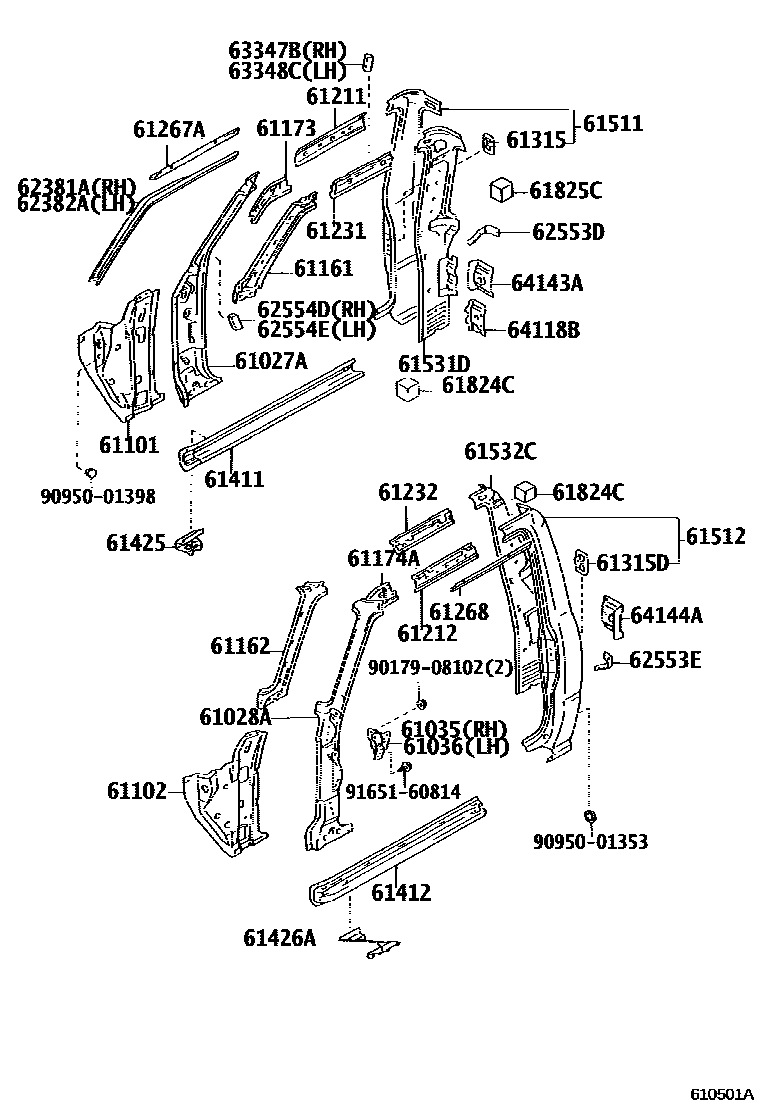 Toyota HILUX 侧梁 EPC diagram — 610501A