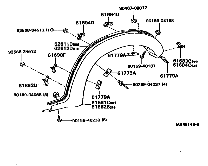 Toyota HILUX 侧梁 EPC diagram — MBW148B