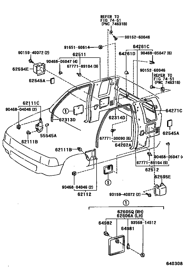 Toyota HILUX 车内装饰板 EPC diagram — 640308