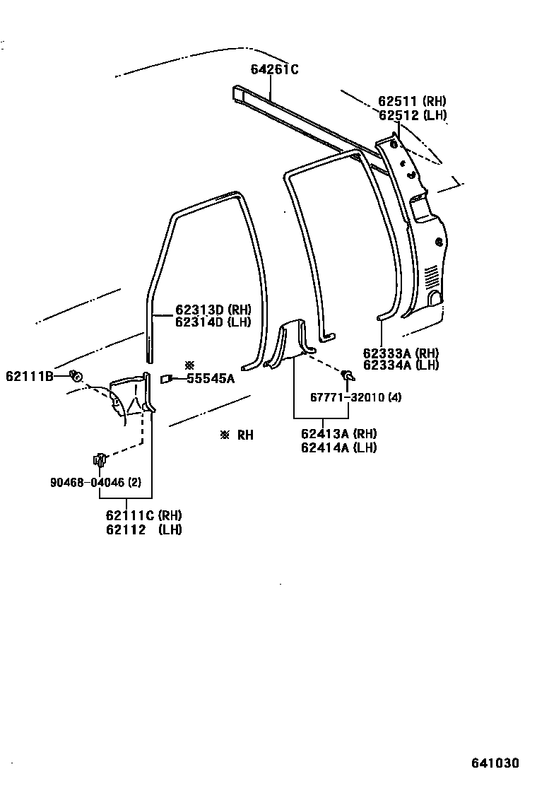 Toyota HILUX 车内装饰板 EPC diagram — 641030