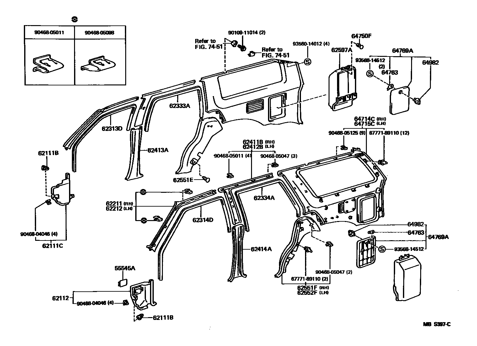 Toyota HILUX 车内装饰板 EPC diagram — MBS397C