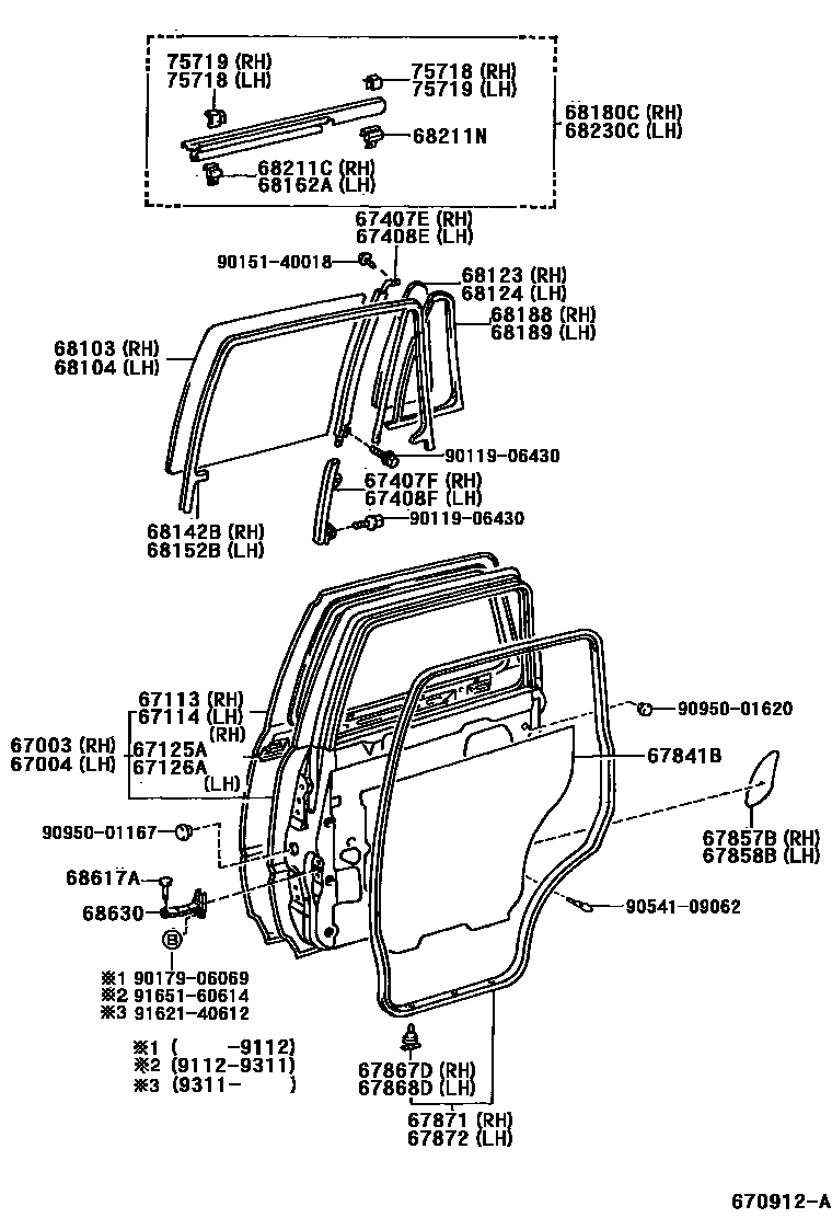 Toyota HILUX 后门板和后门玻璃 EPC diagram — 670912A
