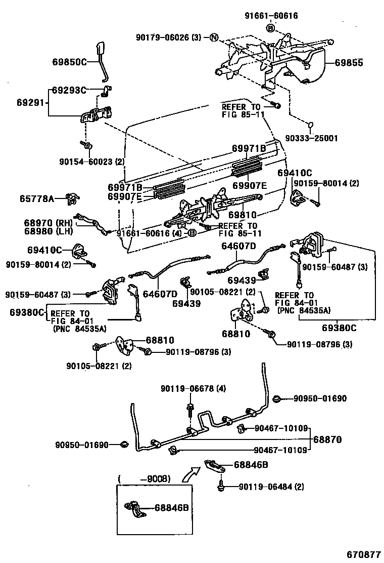 Toyota HILUX 背门锁和合页 EPC diagram — 670877