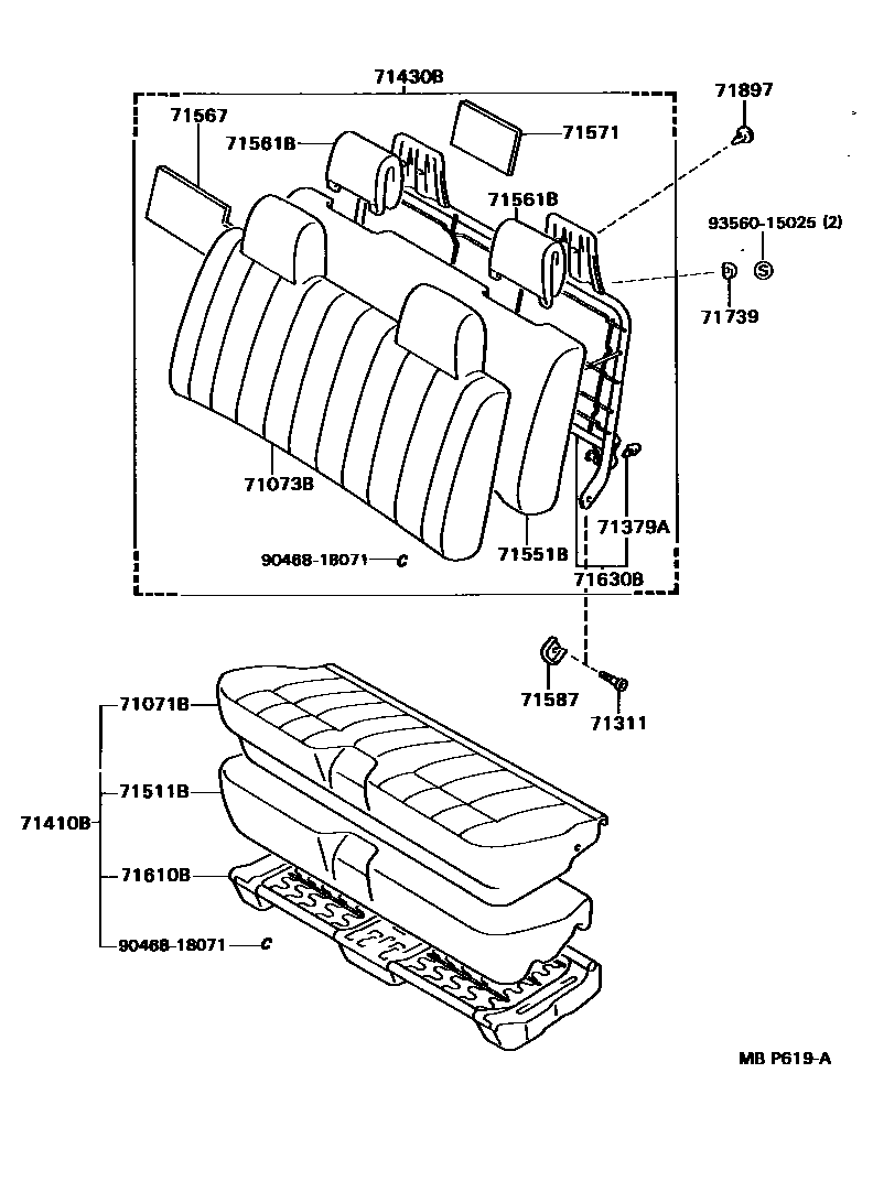Toyota HILUX 座椅和座椅滑轨 EPC diagram — MBP619A