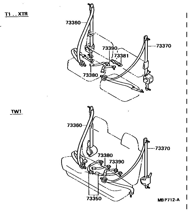 Toyota HILUX seat belt EPC diagram — MBP712A