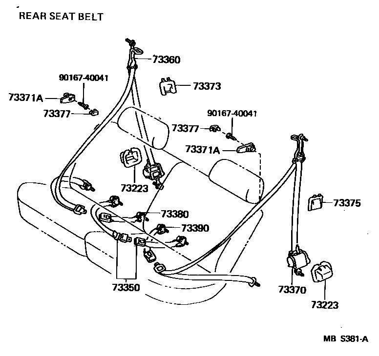 Toyota HILUX seat belt EPC diagram — MBS381A