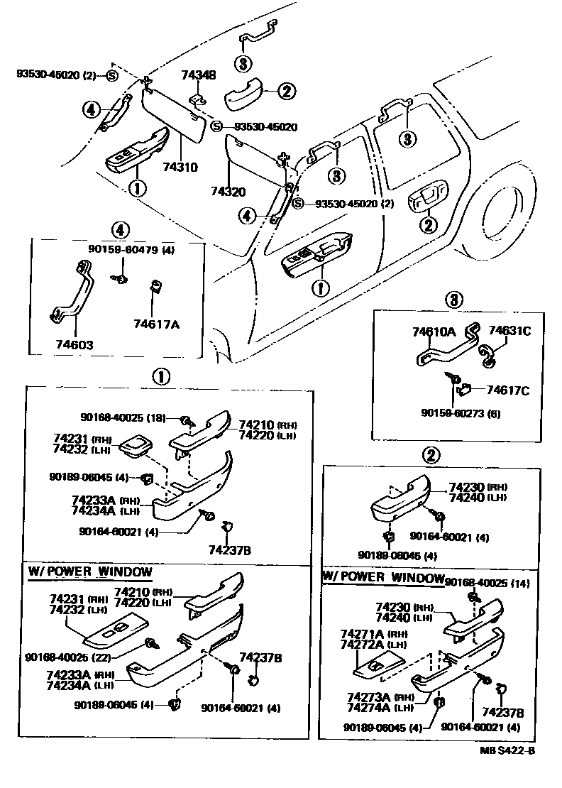 Toyota HILUX 扶手和遮阳板 EPC diagram — MBS422B