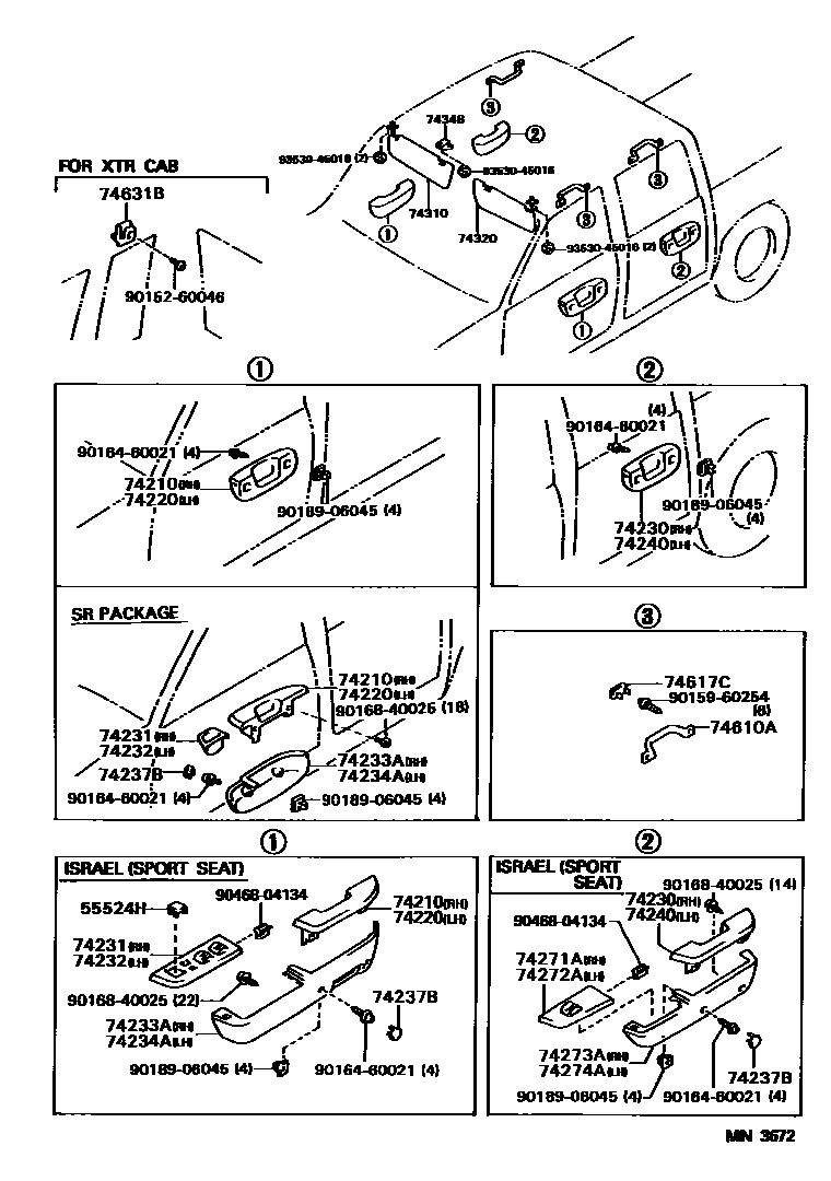 Toyota HILUX 扶手和遮阳板 EPC diagram — MN3672