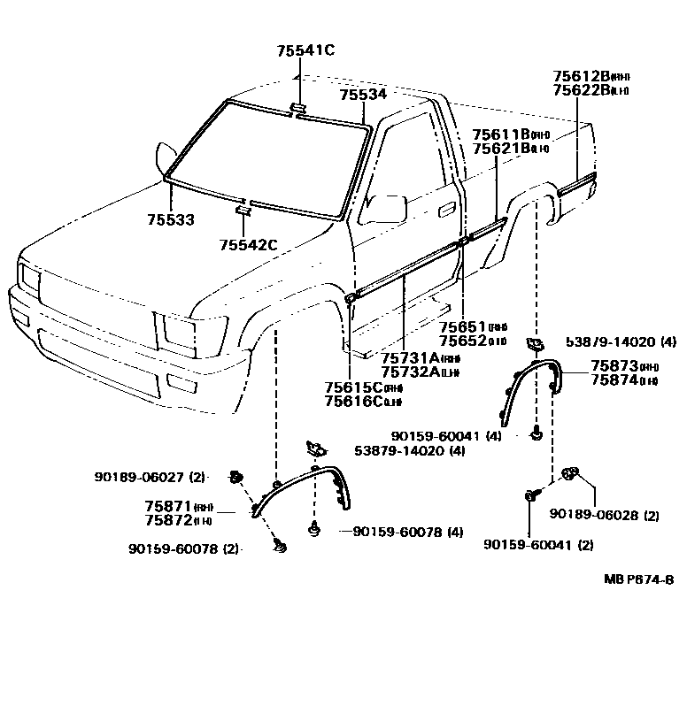 Toyota HILUX 防护条 EPC diagram — MBP674B