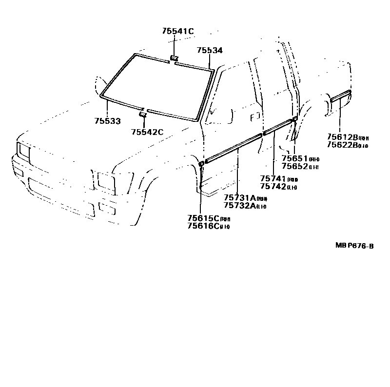 Toyota HILUX 防护条 EPC diagram — MBP676B