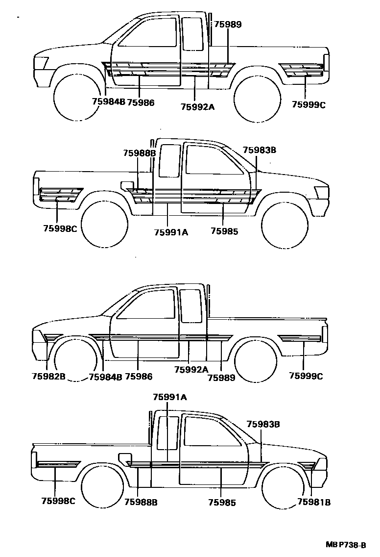 Toyota HILUX 车身镶条 EPC diagram — MBP738B