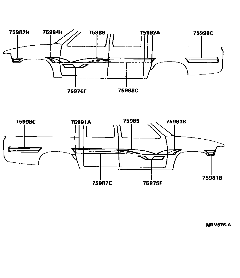 Toyota HILUX 车身镶条 EPC diagram — MBV676A