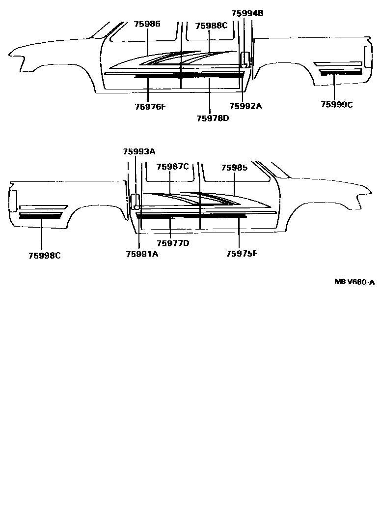 Toyota HILUX 车身镶条 EPC diagram — MBV680A