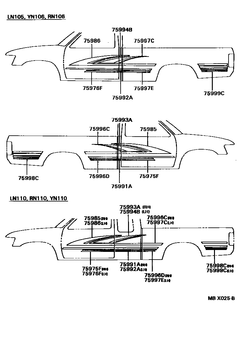 Toyota HILUX 车身镶条 EPC diagram — MBX025B