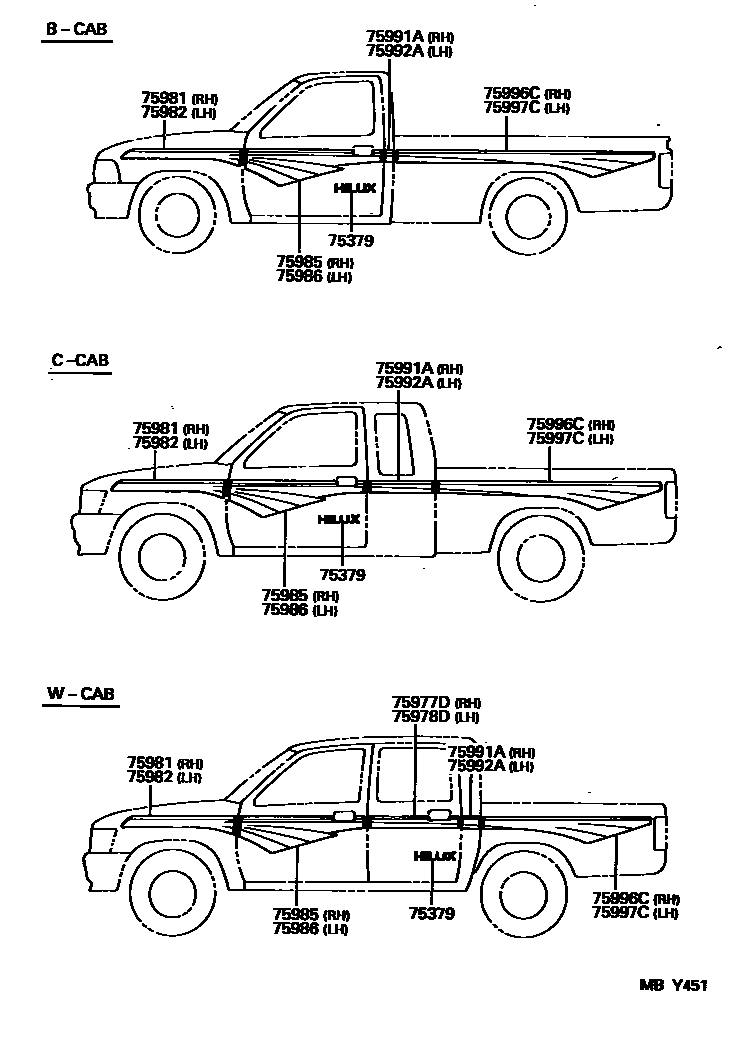Toyota HILUX 车身镶条 EPC diagram — MBY451