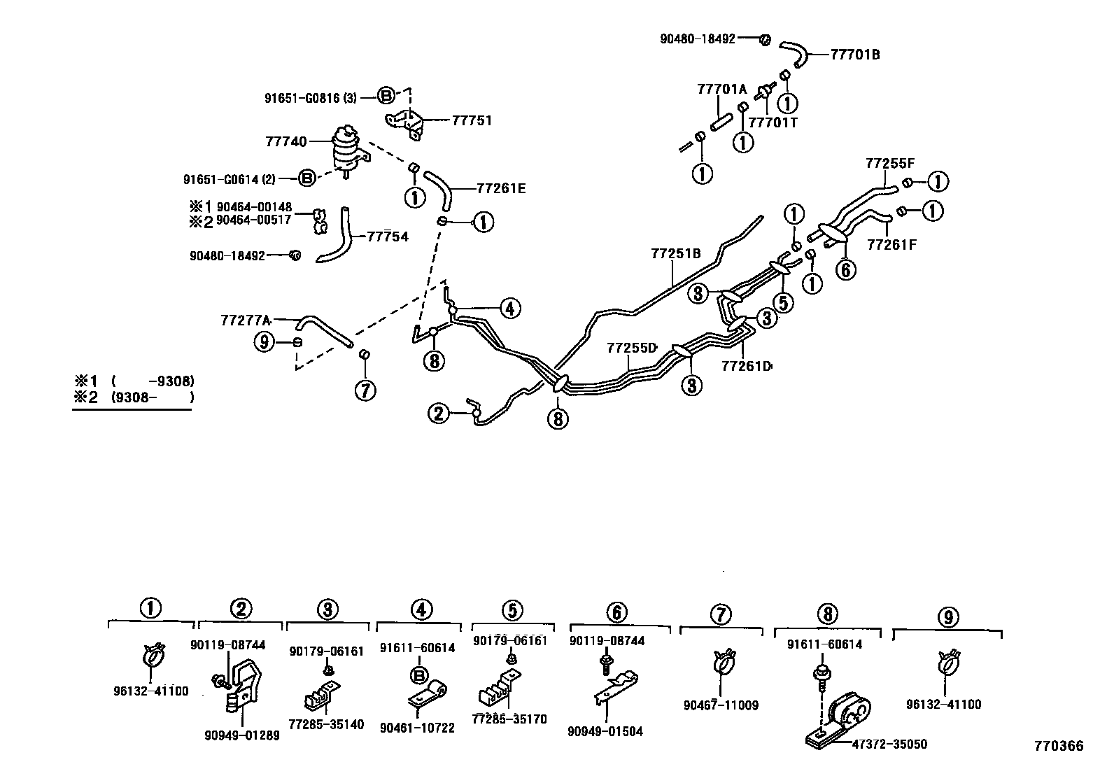 Toyota HILUX 燃油箱和燃油管 EPC diagram — 770366