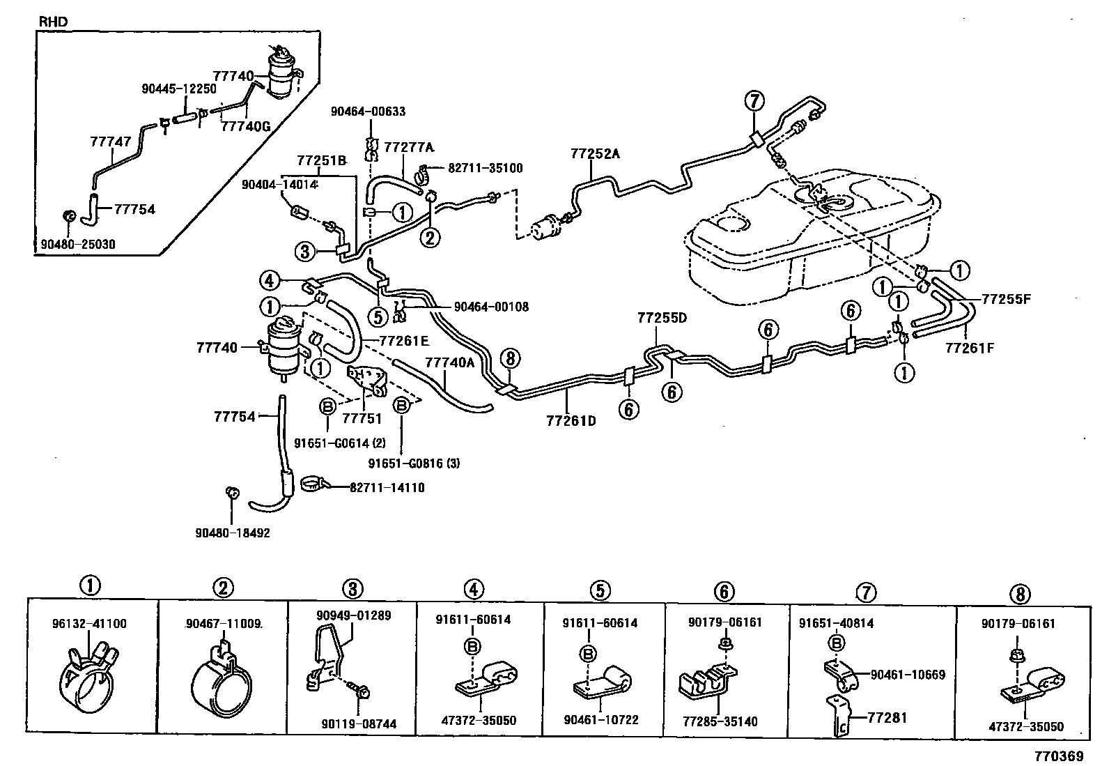 Toyota HILUX 燃油箱和燃油管 EPC diagram — 770369