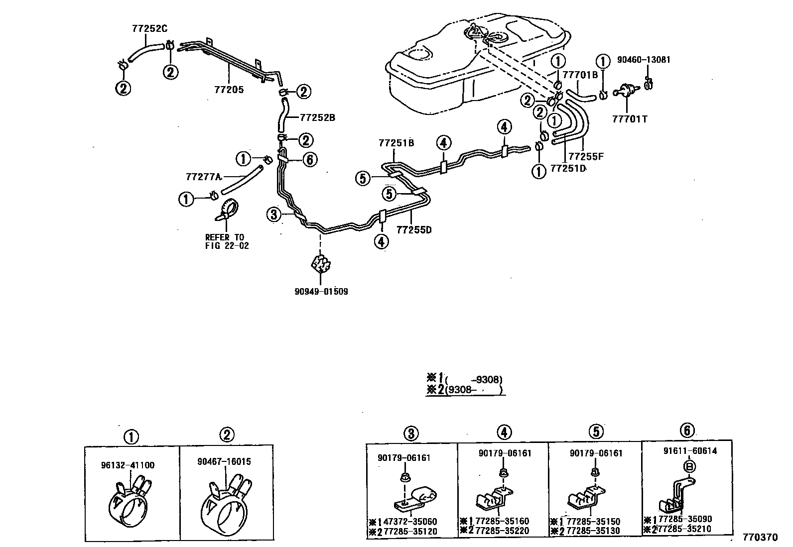 Toyota HILUX 燃油箱和燃油管 EPC diagram — 770370