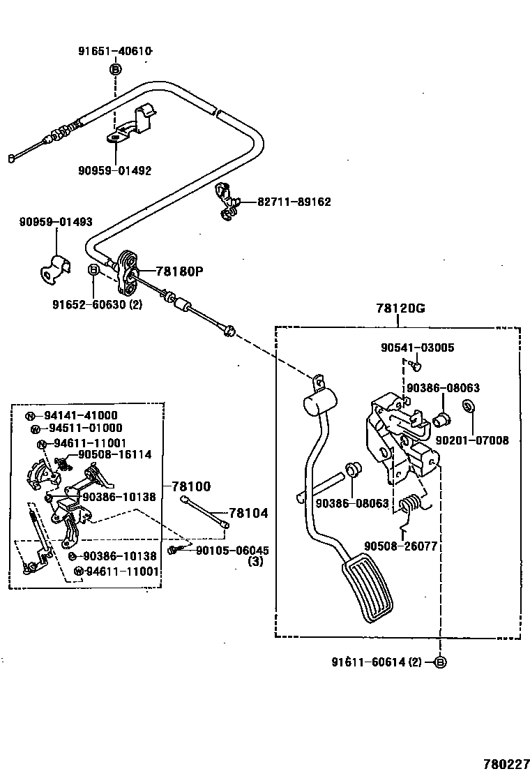 Toyota HILUX accelerator pedal connecting rod EPC diagram — 780227