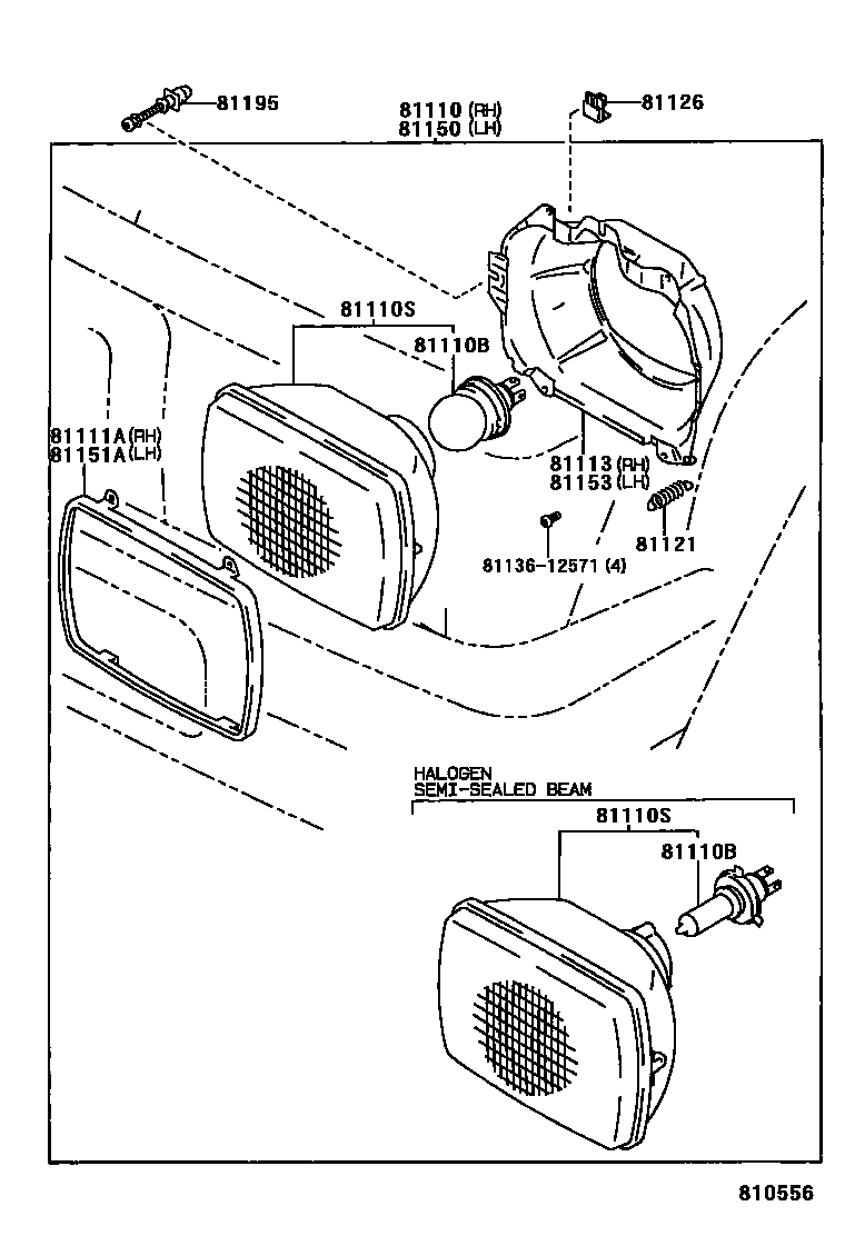 Toyota HILUX Headlamp EPC diagram — 810556