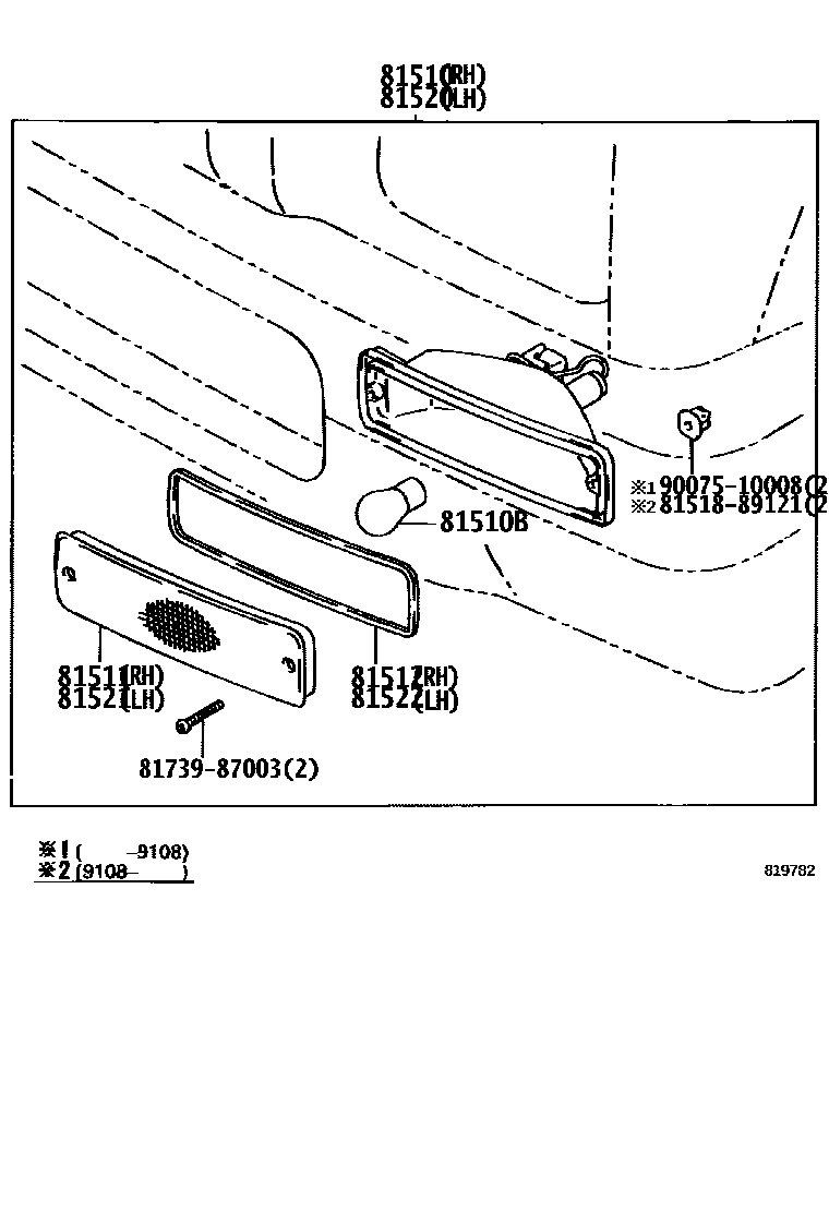 Toyota HILUX 前转向灯 EPC diagram — 819782