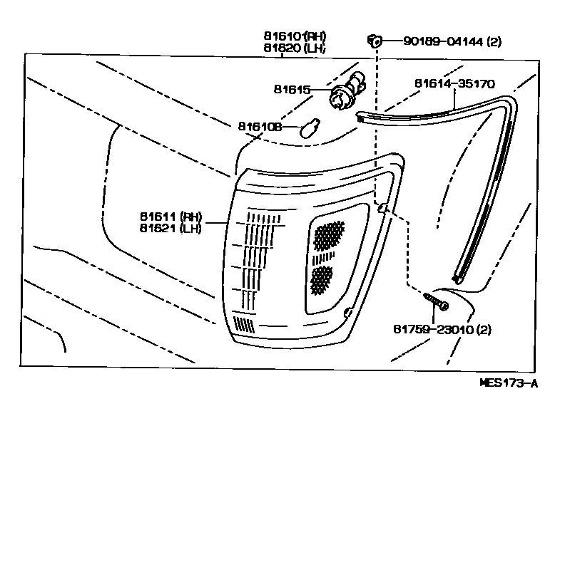 Toyota HILUX 前示宽灯 EPC diagram — MES173A