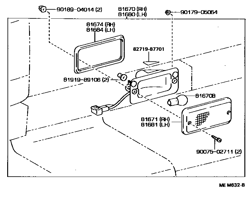 Toyota HILUX 倒车灯 EPC diagram — MEM632B
