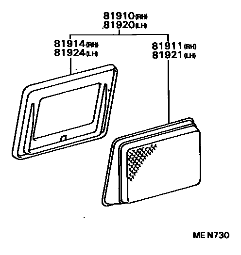 Toyota HILUX reflector EPC diagram — MEN730