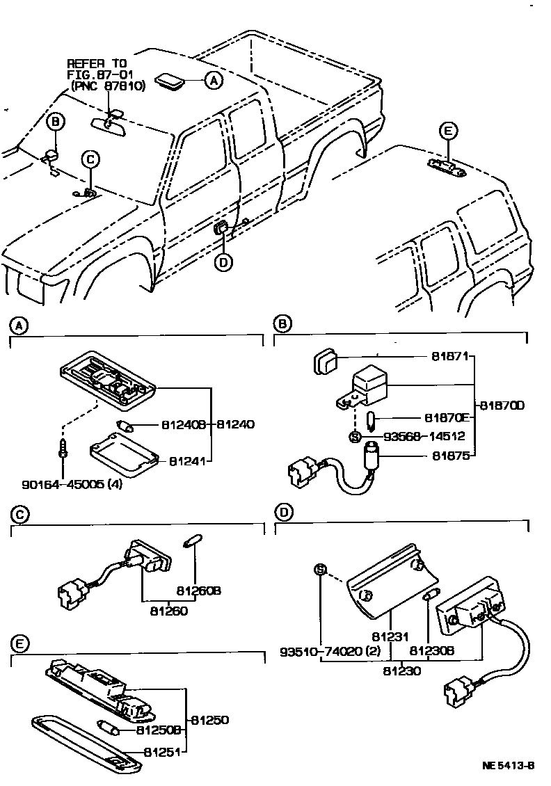 Toyota HILUX 车内灯 EPC diagram — NE5413B