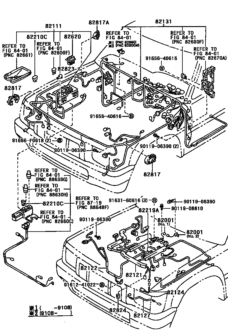 Toyota HILUX 线束和卡夹 EPC diagram — 822099