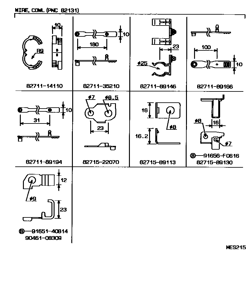 Toyota HILUX 线束和卡夹 EPC diagram — MES215