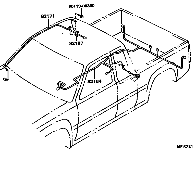 Toyota HILUX 线束和卡夹 EPC diagram — MES221