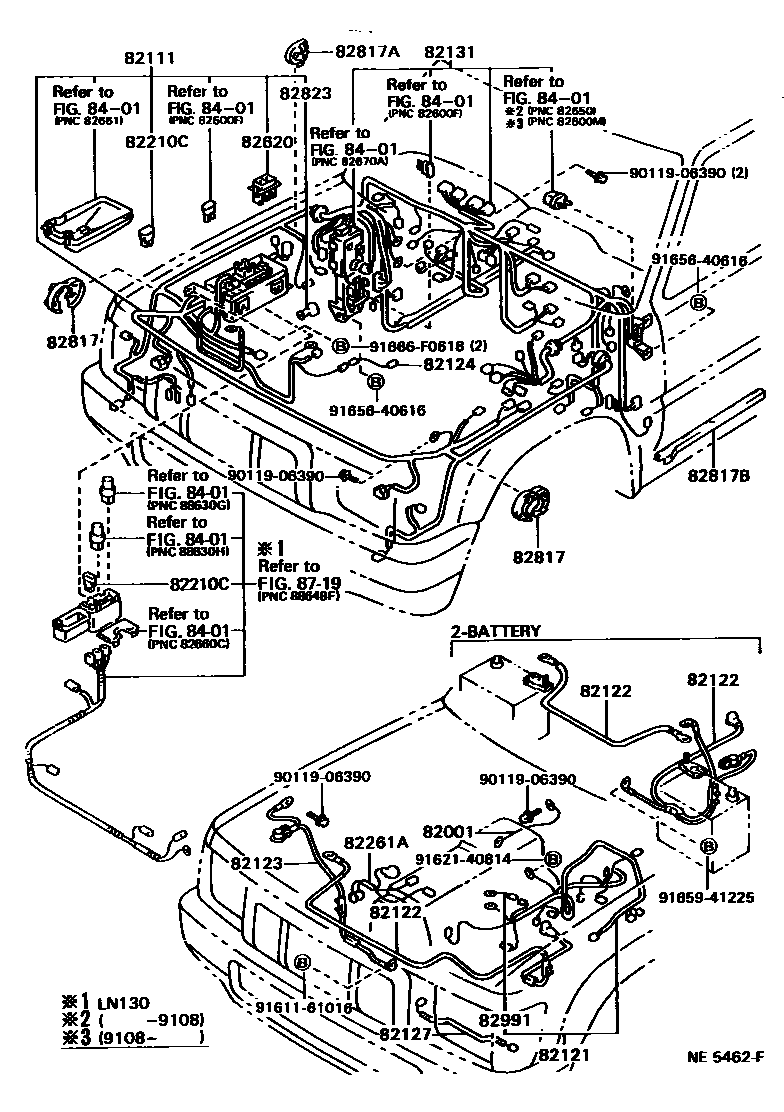 Toyota HILUX 线束和卡夹 EPC diagram — NE5462F