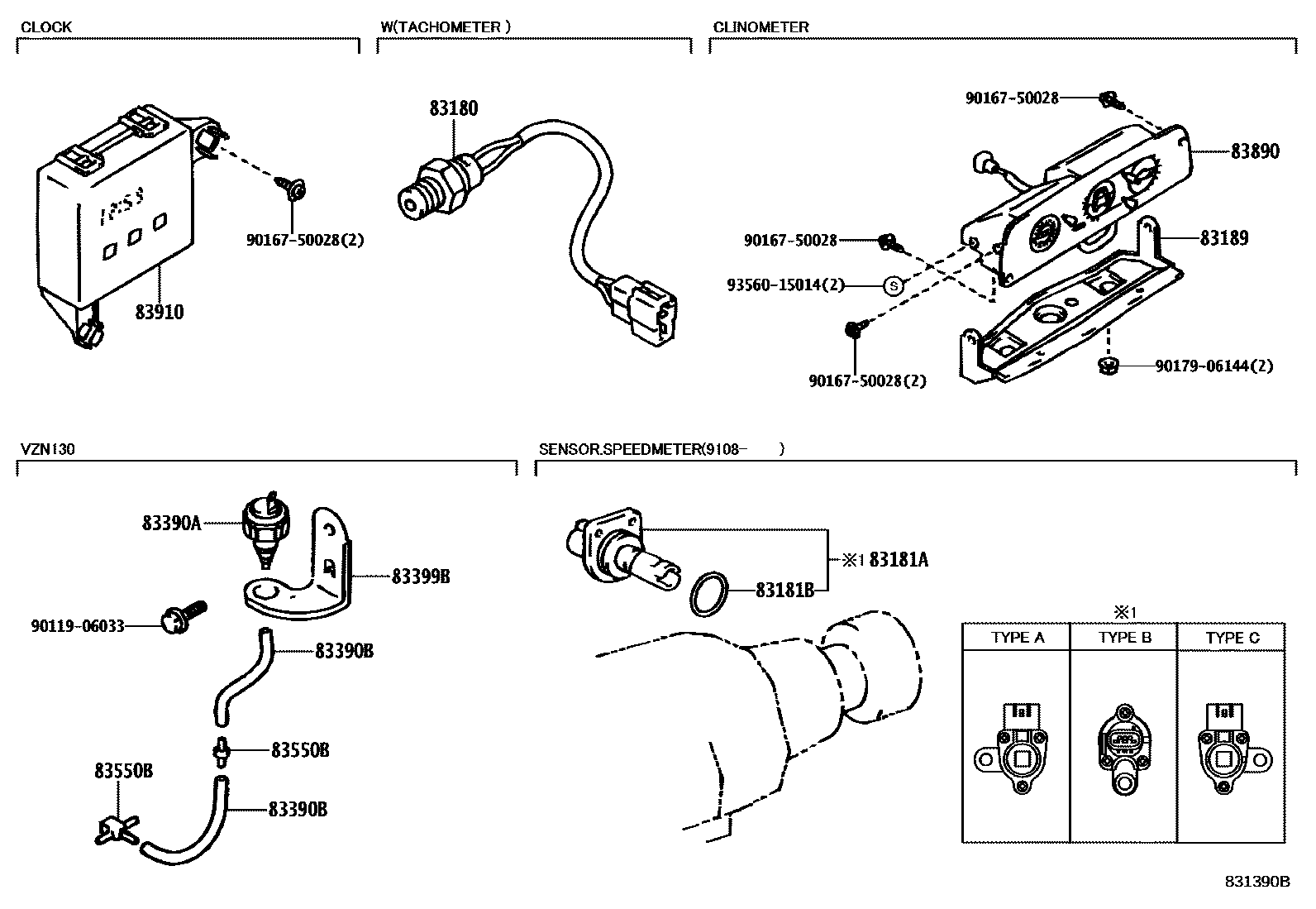 Toyota HILUX 仪表 EPC diagram — 831390B