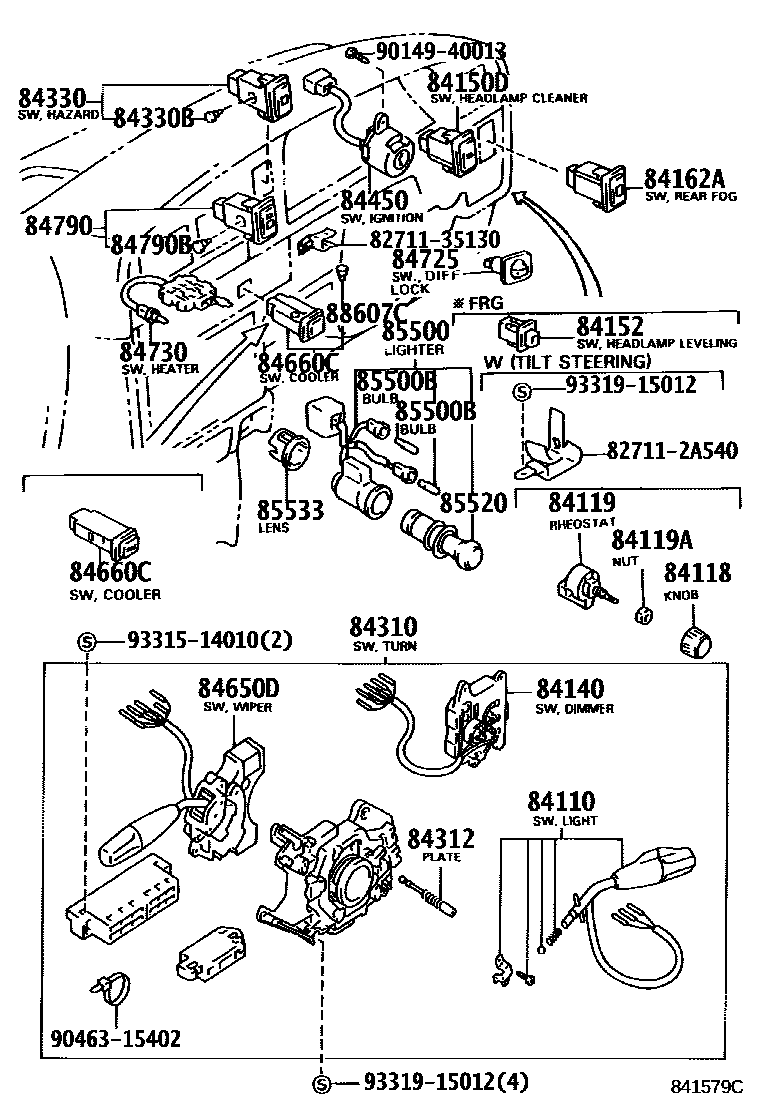 Toyota HILUX 开关和继电器和ECU EPC diagram — 842369C