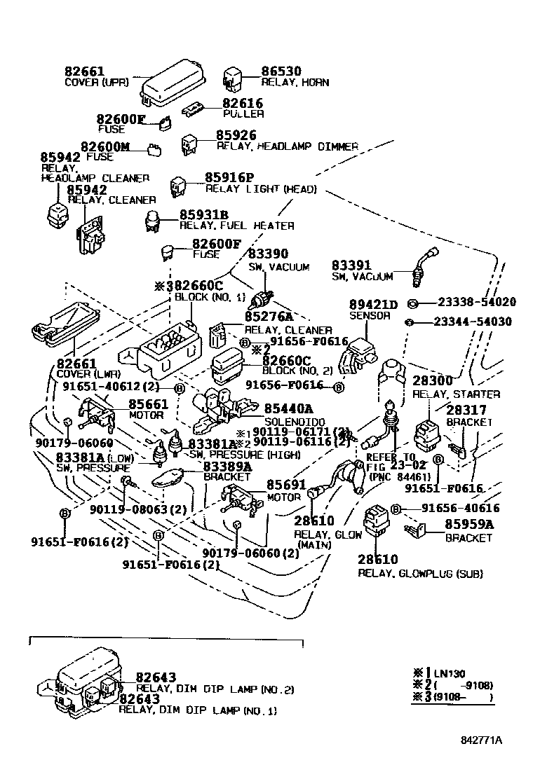 Toyota HILUX 开关和继电器和ECU EPC diagram — 842771A