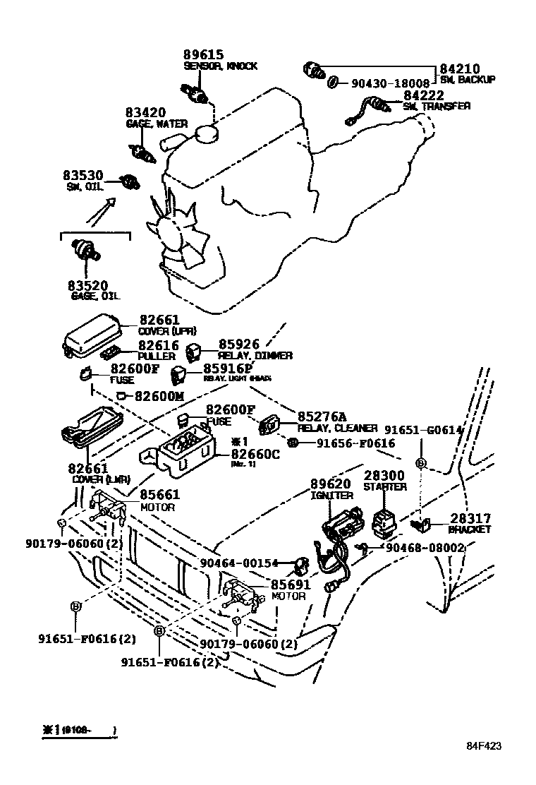 Toyota HILUX 开关和继电器和ECU EPC diagram — 84F423