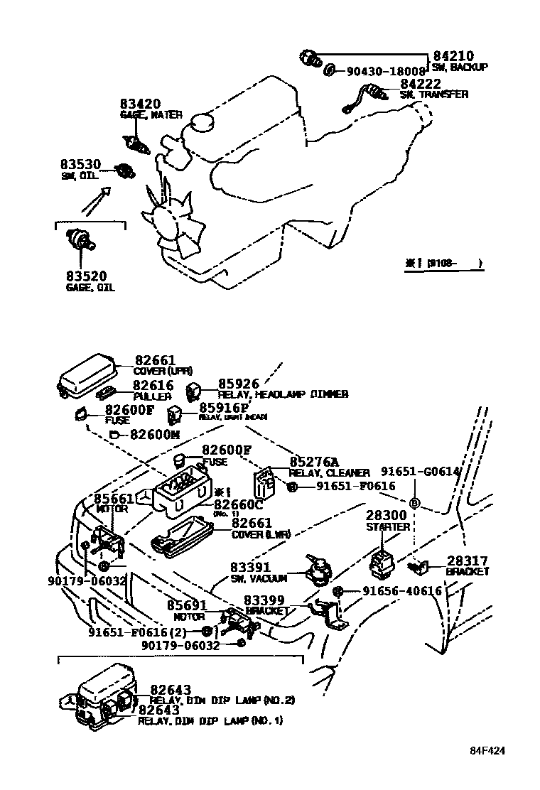 Toyota HILUX 开关和继电器和ECU EPC diagram — 84F424