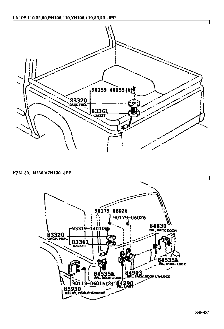 Toyota HILUX 开关和继电器和ECU EPC diagram — 84F431