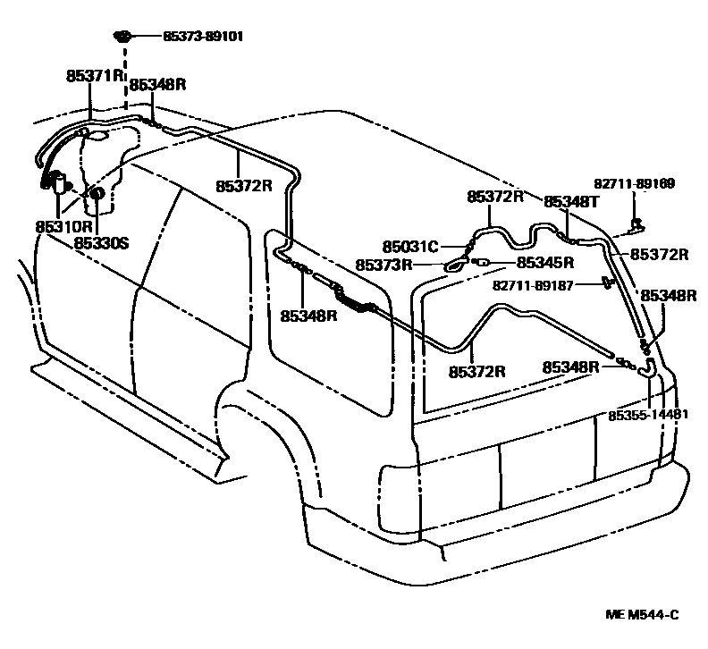 Toyota HILUX 后清洗器 EPC diagram — MEM544C