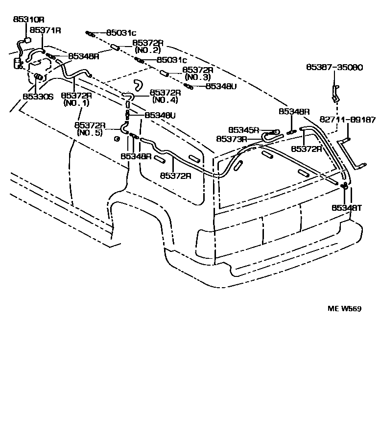 Toyota HILUX 后清洗器 EPC diagram — MEW569